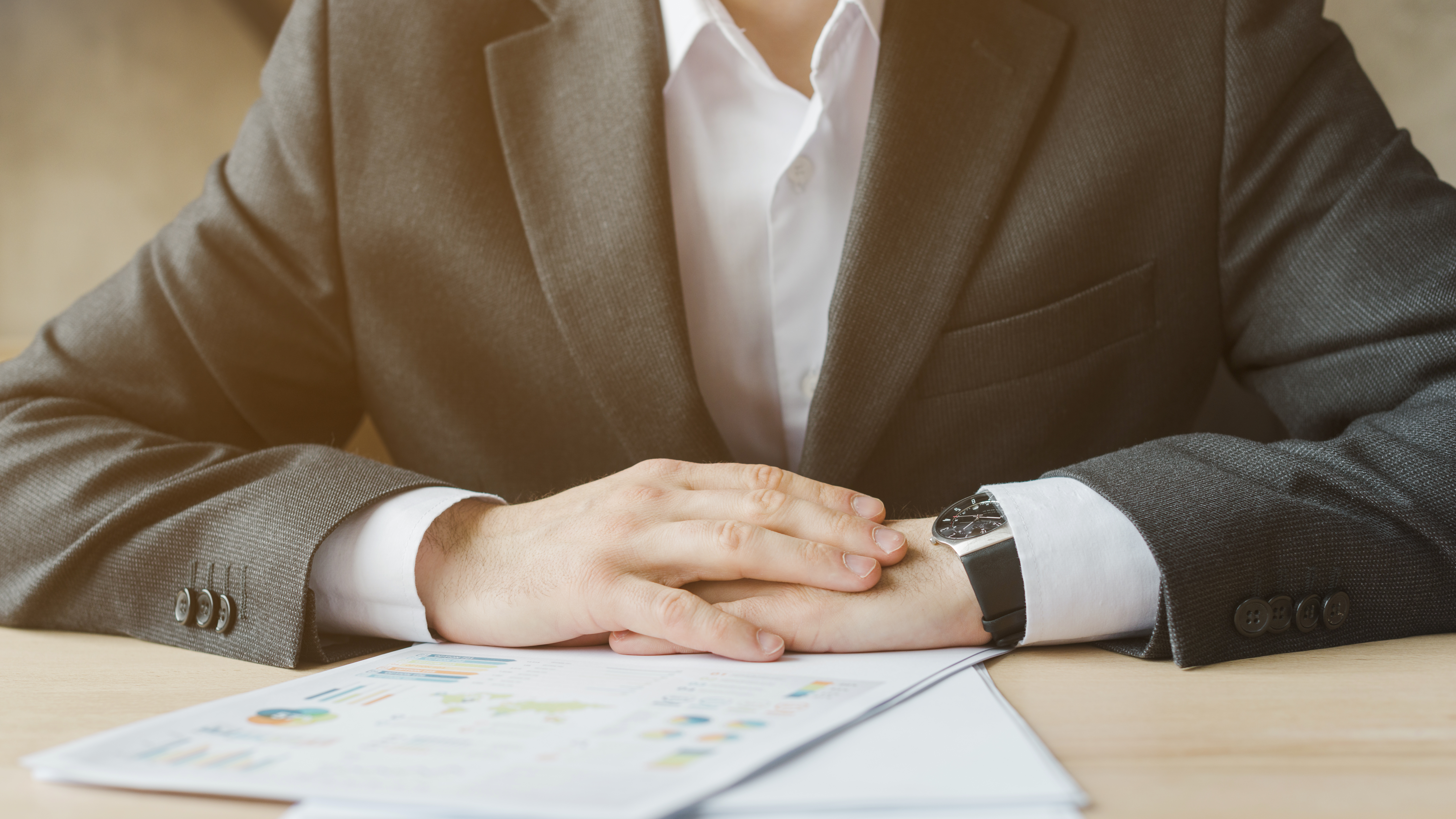 business man working office desktop
